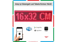16x32 cm Kırmızı Araç İçi Güzergah Led Tabela Kayan Yazı