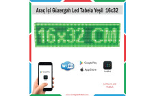 16x32 cm Yeşil Araç İçi Güzergah Led Tabela Kayan Yazı
