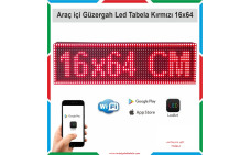 16x64 cm Kırmızı Renk Araç İçi Güzergah Led Tabela Kayan Yazı