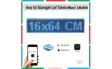 16x64 cm Mavi Araç İçi Güzergah Led Tabela Kayan Yazı