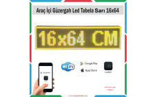 16x64 cm Sarı Araç İçi Güzergah Led Tabela Kayan Yazı