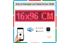 16x96 cm Kırmızı Renk Araç İçi Güzergah Led Tabela Kayan Yazı