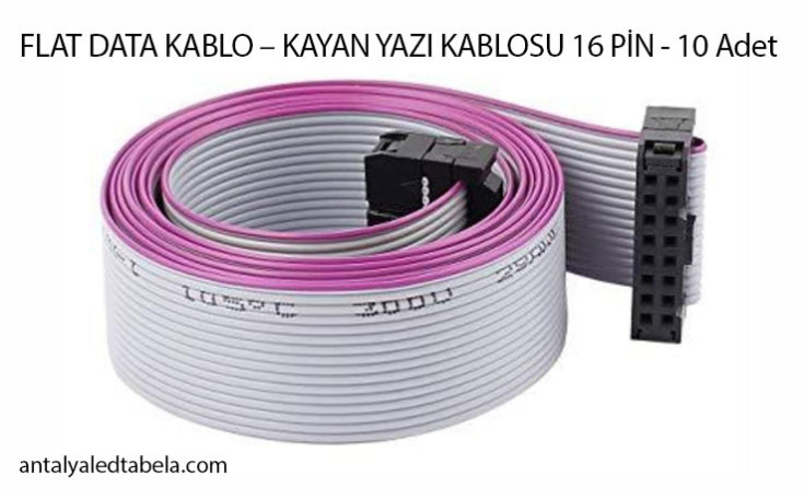 FLAT DATA KABLO – KAYAN YAZI KABLOSU 16 PİN - 10 Adet